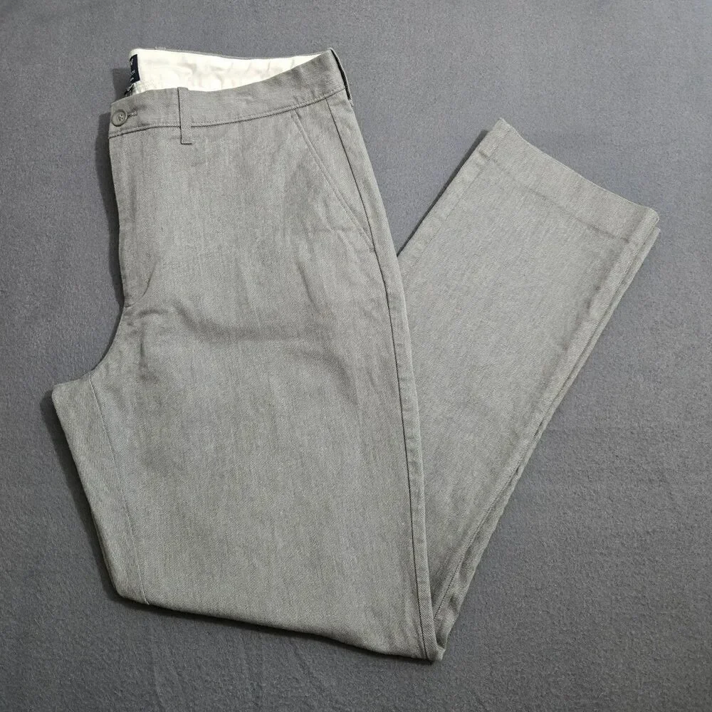 J. Crew Men 35X32 (35X30) Gray Flat Front The Sutton Straight Leg Chino Pants